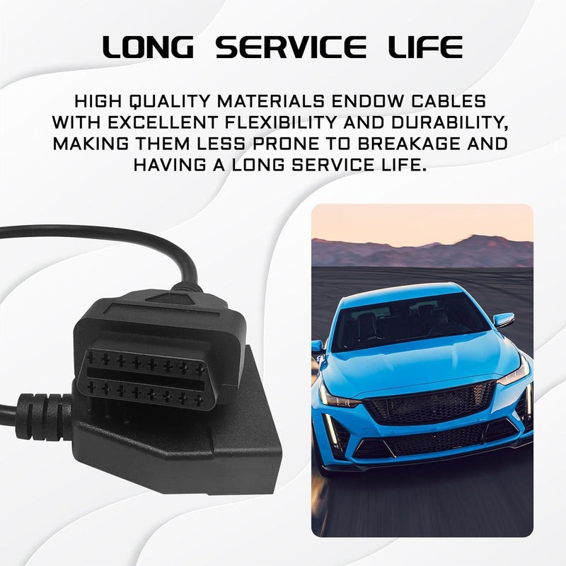 Hirificing OBD1 Scanner, OBD1 to OBD2 GM Adapter, OBD 1 Scanner Cable Code Reader OBD1 12 Pins to OBD2 OBD II 16 Pins Socket Scan Diagnostic Extension Tool Cable Connector Replacement for GM Popular - Image 4